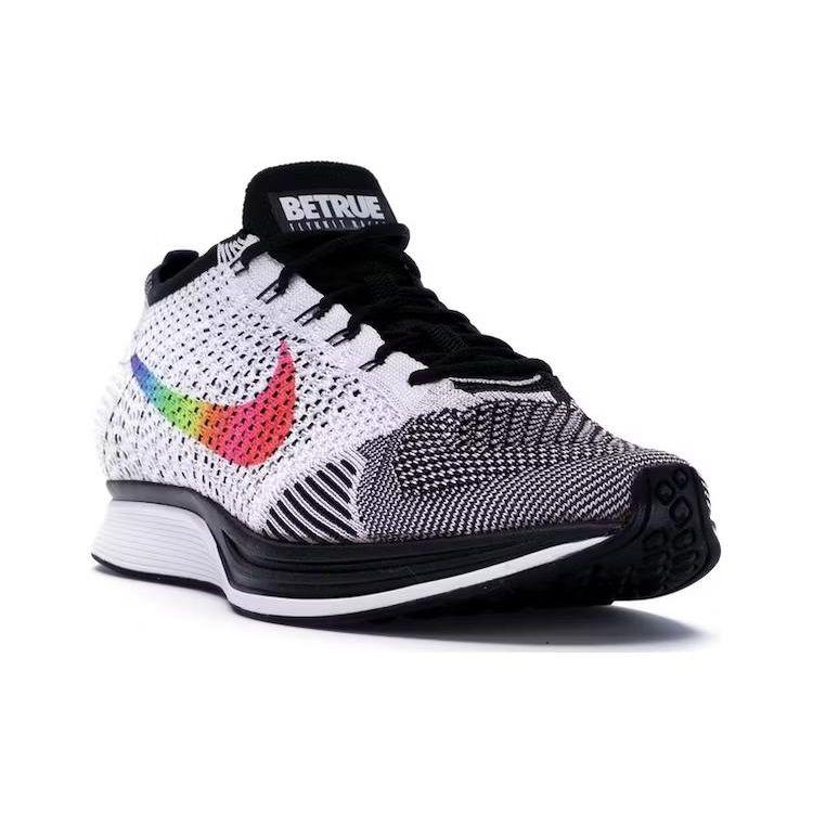 Nike Flyknit Racer Be True Unisex Sneakers White Black-Multi-Color 902366-100