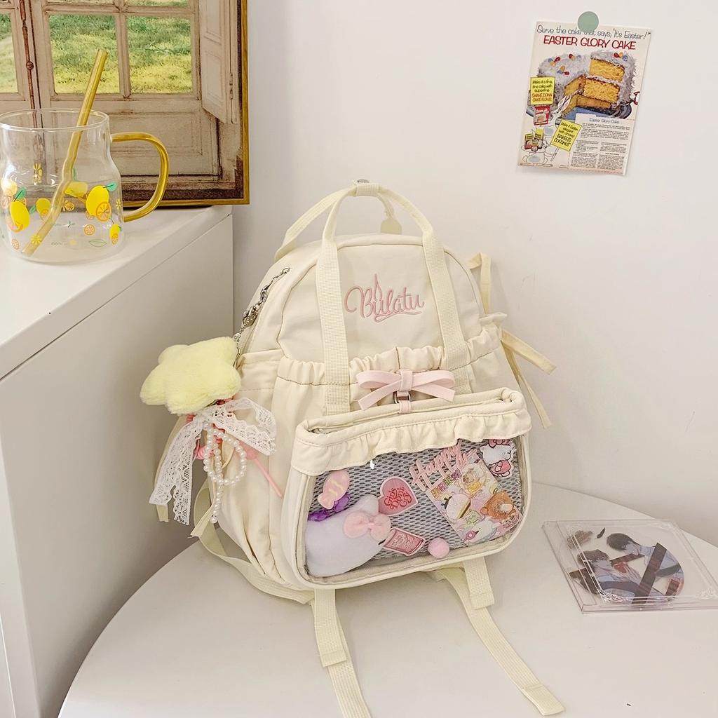 Bow Ita Bag Detachable Transparent Pockets Mochilas Mujer Student Versatile Mochila High Capacity Backpack Bolsa Feminina