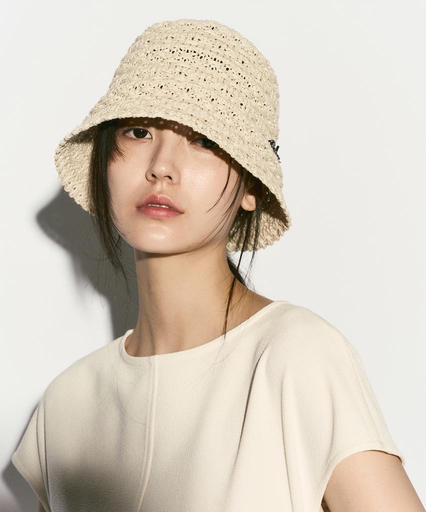 RE RHEE Crochet Bucket Hat Oatmeal