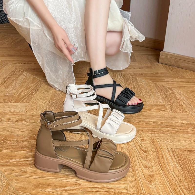 Platform Roman Sandals Women's 2025 Summer New Comfortable and Versatile Outside Breathable Sandals High Sense