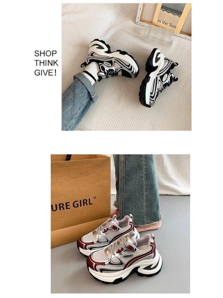 Trendy Dámské Platformové Dad Tenisky s Silnou Podrážkou - Jaro/Podzim 2025 Street Style