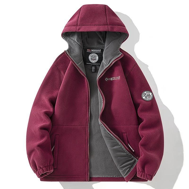 

Флисовая куртка для мужчин и женщин, флисовый кардиган, свободная куртка со стойкой, уличный ветрозащитный и теплый костюм для походов XXXL красный