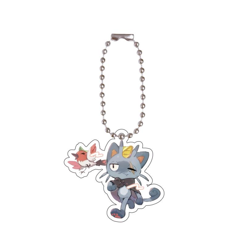 Anime Acrylic Key Ring for Brionne Alolan Meowth Pumpkaboo Chimchar Espurr Piplup Q Version Self-Made Acrylic Key Chain Pendant