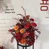 Silk Red Flower Aisle Runner & Floral Background for Chinese Wedding Engagement