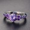 Gorgeous Black Color Inlaid with Purple Stone Rings Fashion Round Party Engagement Wedding Rings for Women