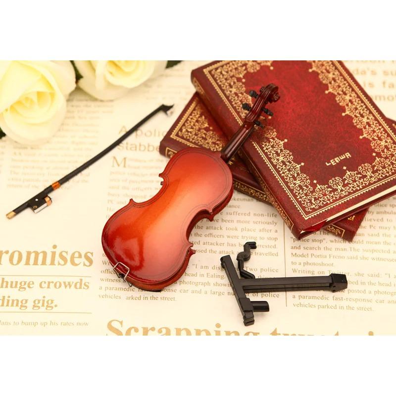 Ny spillbar liten fiolinfigur, verdens minste miniatyr musikkinstrument, dukkehustilbehør eller nøkkelringanheng gag-gaver