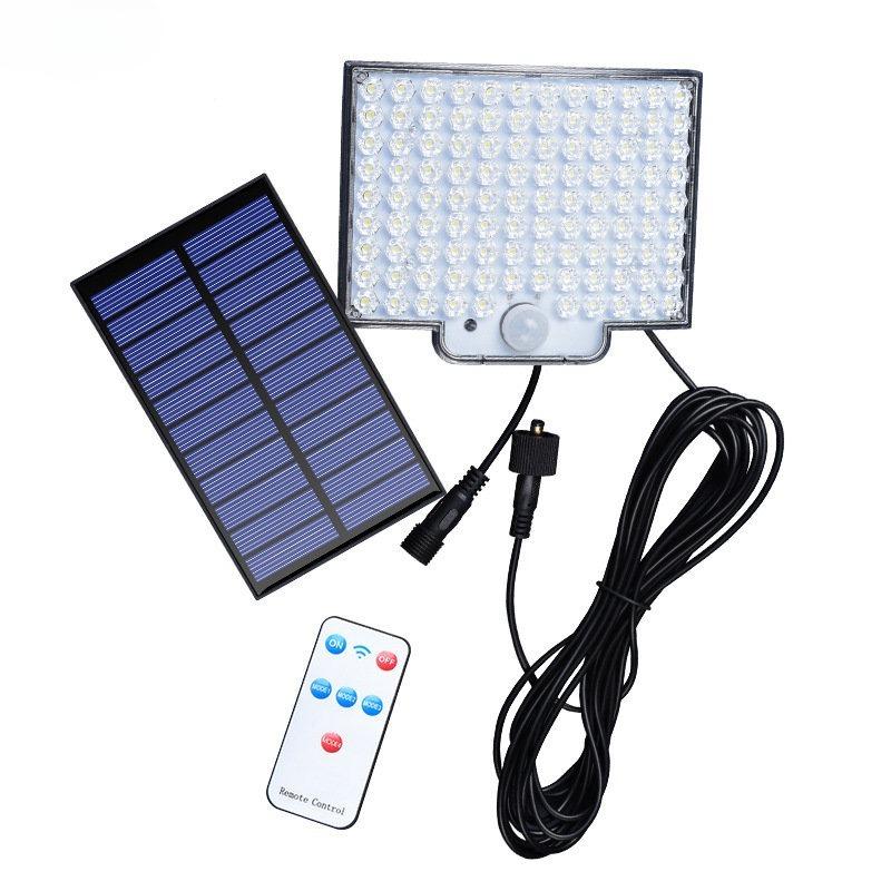 Lumină solară de 1000 mAh, în aer liber, rezistentă la apă, cu senzor de mișcare, proiector, telecomandă, 4 funcții pentru curte, garaj, curte