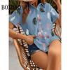 Elegant Women's Blouses Red Maple Leaf Short Sleeve Lapel Shirts Casual Vintage Button Summer Beach Simple Fashion 3D Print Tops