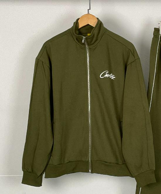 American Retro Reflective Corteiz Alcatraz Jacket with Stand Collar and Zippered Casual High Street Pants