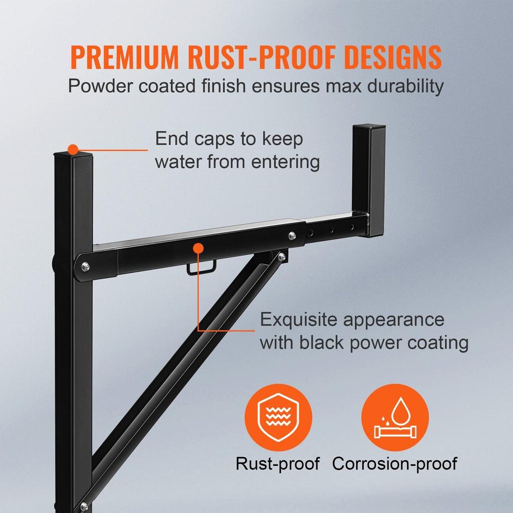 Truck Rack, 19-34inch Extendable Truck Ladder Rack, 38.6"-43.6" Adjustable Height, 250 lbs Capacity Steel Ladder Rack for Truck, Heavy Duty Truck Bed