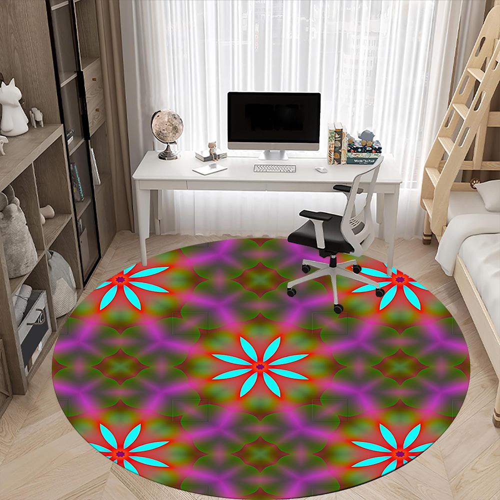 1pc Floral Pattern Carpet, Round Non Slip Durable Large Size Office Carpet, Suitable for Office