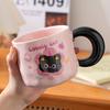 Girly Heart Kitten Mug Cute Milk Fufu Cartoon Household Water Cup with Cover for Birthday Gifts for Sisters and Friends