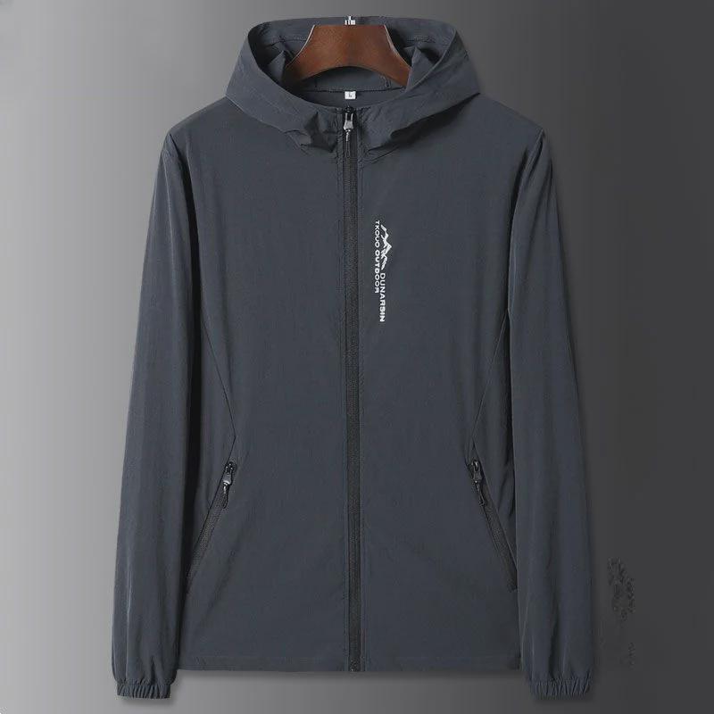 Men's Ice Silk UV Protection Hooded Jacket - Breathable, Lightweight Sunproof for Summer Sports & Fishing.