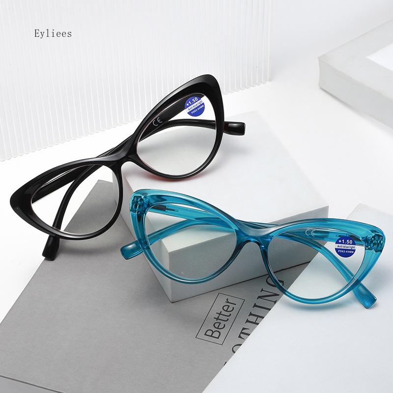 Große Übergroße Lesebrille für Damen Herren Mode Retro Fernsichtbrille Trendig Beliebt Katzenaugen Anti-Blaulicht Alterssichtigkeit