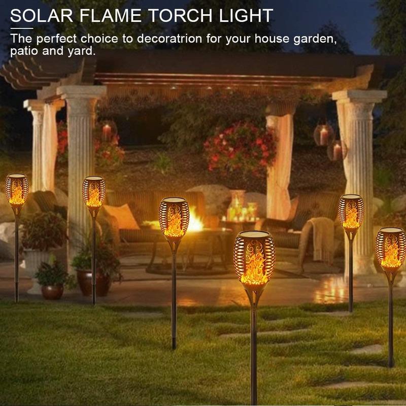 12/33/72/96LED Solar LED Flame Torch Light Outdoor Waterproof Night Auto on/Off Pathway Lamp Garden Landscape Lawn Decor Lantern