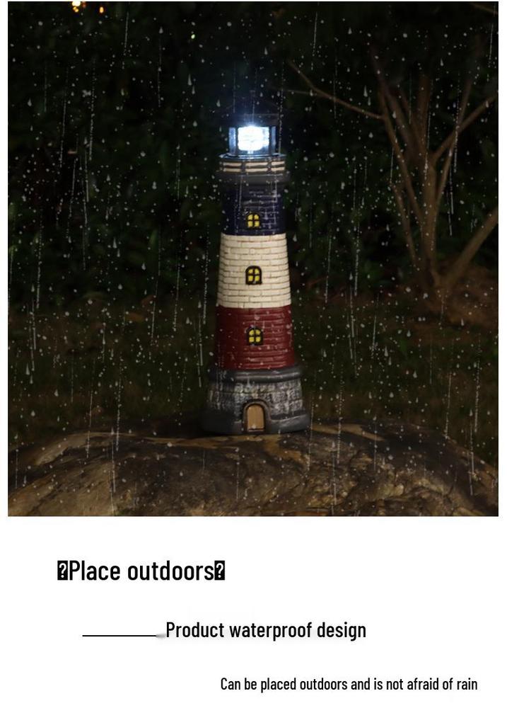 European Outdoor Solar Lighthouse Garden Ornament Waterproof Lamp