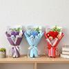 Knited Heart Artificial Flower Crochet Bouquet Valentine's Day Wedding Guest Gift Eternal Flowers Home Decoration