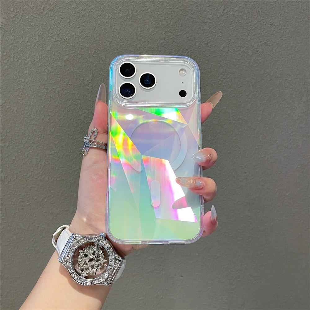 Gradient Magnetic Glitter Case for iPhone 17 Pro Max, 16 Pro, and 15 - Electroplated Colorful Design iPhone 15