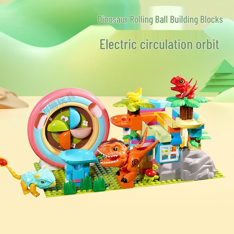Electrifying Children s Educational Building Blocks: Large Particle Rotating Turntable Slide and Ball Track Set