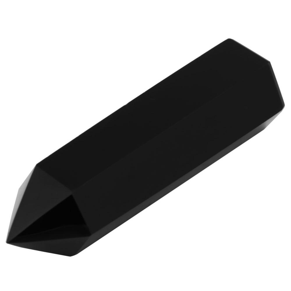 Faceted Prism Crystal Wand Black Obsidian Hexagonal Pointed Wand Gemstone Crystal Home Decor