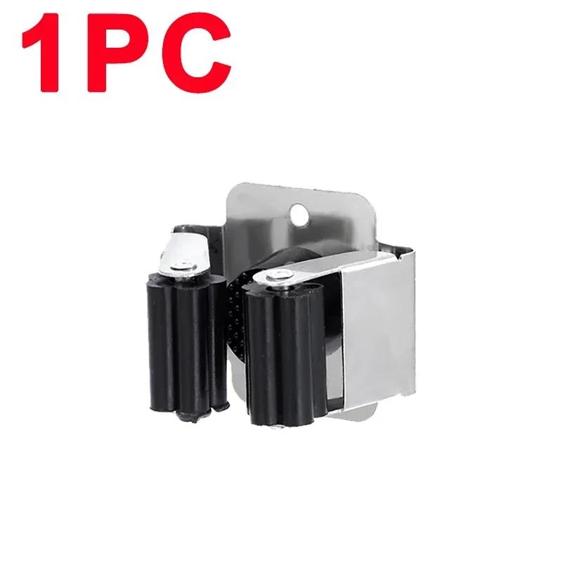 5/1Pcs Self-Adhesive Mop Holder Clips Stainless Steel Drilling Mop Broom Holder Rack With Screw Kitchen Bathroom Organizer Shelf