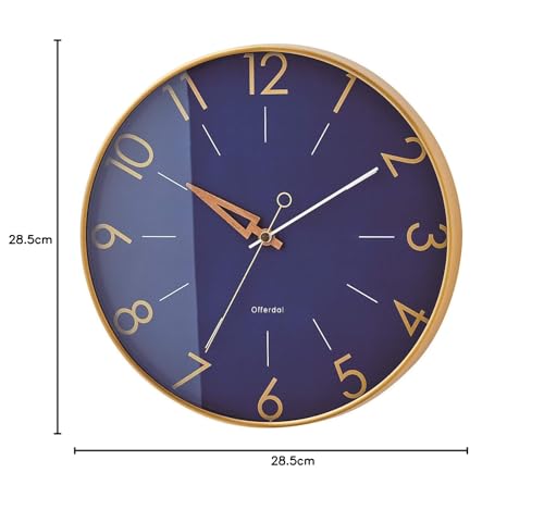 Interform Trys CL-3849NV Wall Clock, Navy Blue, 28.5cm Diameter x 4.5cm Depth