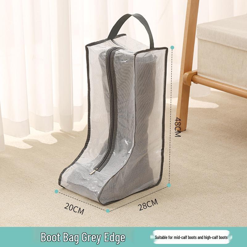 Transparent PVC Mesh Over-the-Knee Boot Storage Bag with Zipper – Dustproof, Moistureproof, and Mildew-Resistant Cover for Women's Large Size Boots.