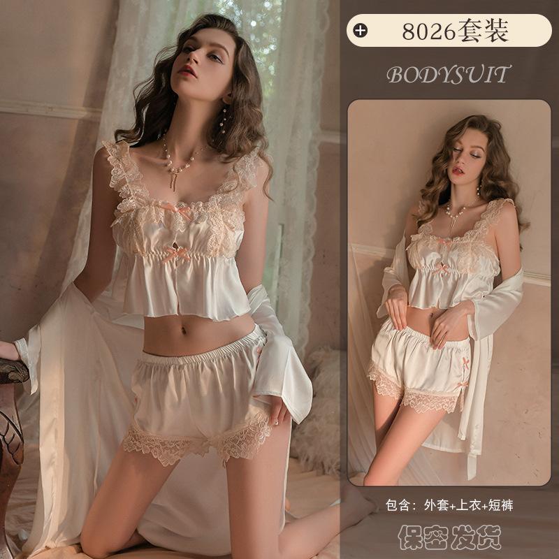 Sex Underwear Sexy Lace Suspender Pajamas Ice Silk Pure Desire Sweet Uniform Passion Suit 8026