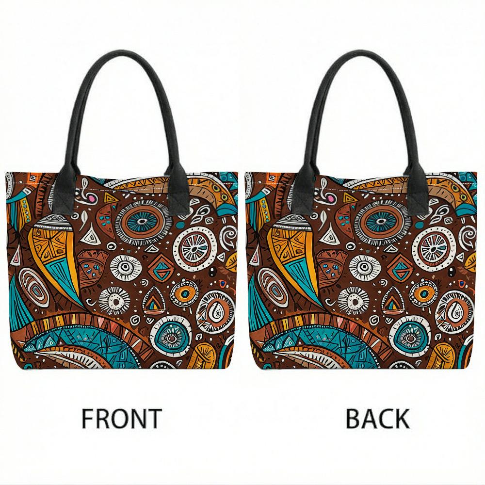  Bohemian Print Canvas Tote Bag Large Capacity Fashion Shoulder Bag for Daily Use