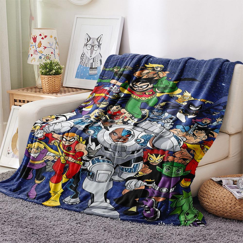 1PC Teen Titans Print FlAannel Blanket, High quality Comfortable for All Seasons, Home Decor, Warmth and Comfort