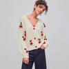 Autumn and Winter V-neck Sweater Versatile Cardigan Loose Trend Cherry Decoration Single-breasted Knitted Jacket Top Women