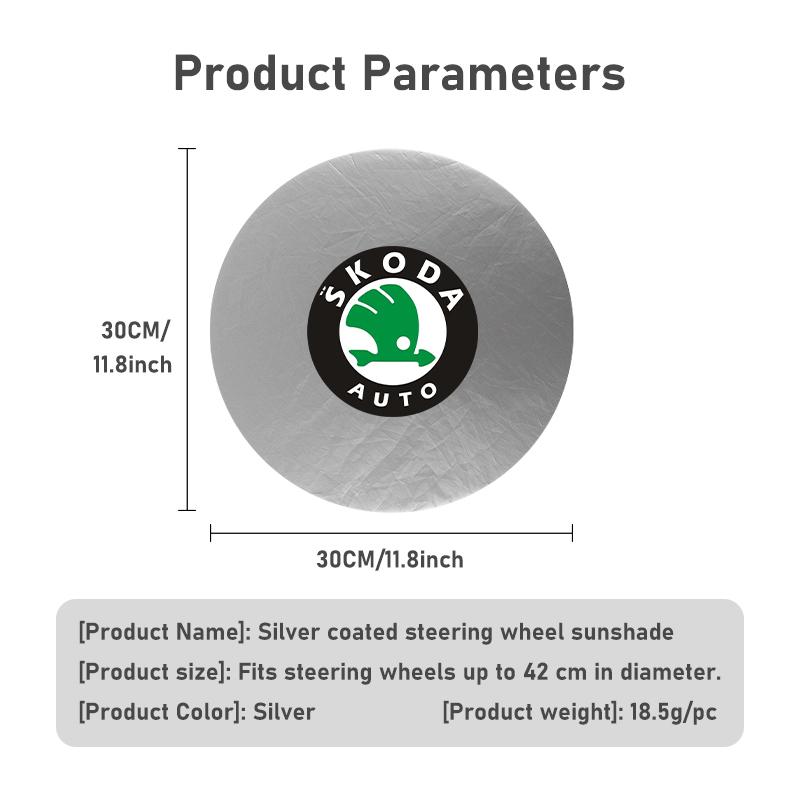 For Skoda Car Steering Wheel Sun Shade Cover Silver Anti-Heat Sunscreen Cover Octavia Superb RAPID FABIA KAMIQ KAROQ KODIAQ YETI xkbf53