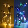 Lighted Reindeer Figurine 3D Metal Standing Deer Statue with LED Light for Outdoor Christmas Lawn Yard Decor
