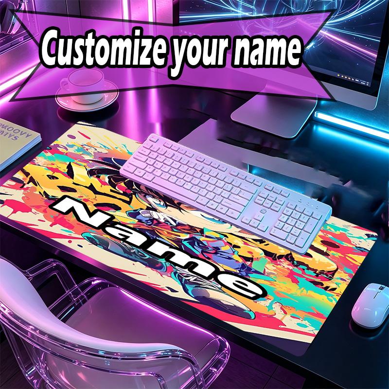 Custom Name Personalized Detective Conan Pattern Mousepad, Laptop PC Desk Mat, Decorative Desk Mat for Home Keyboard Pad Gift