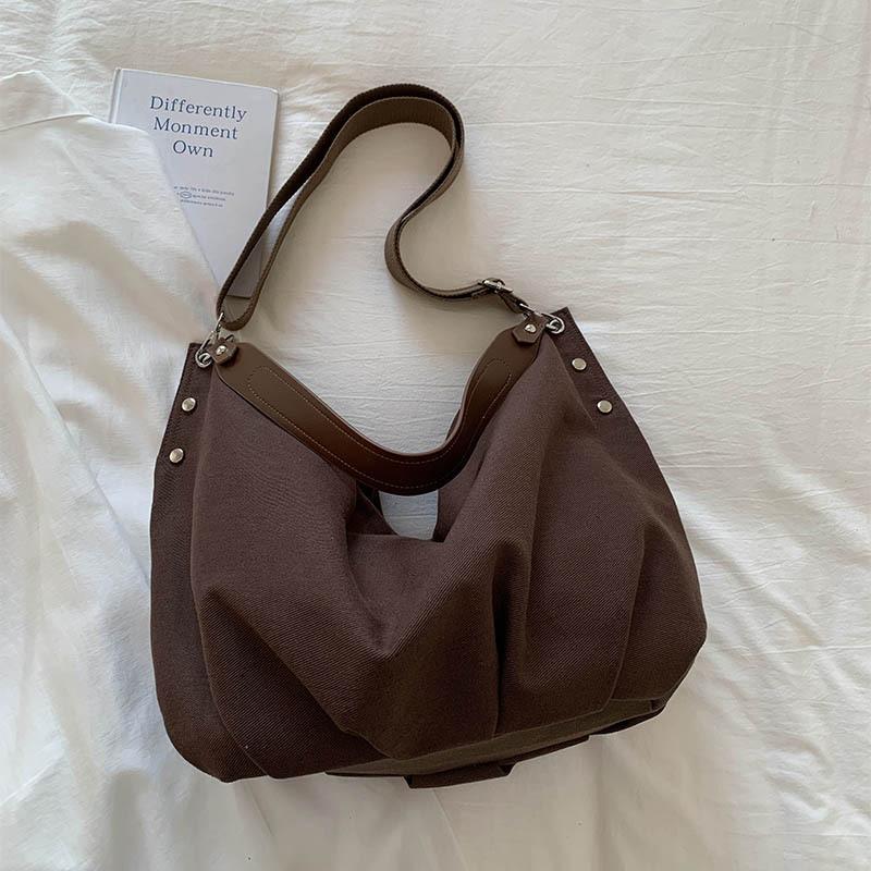 Up To Capacity High-value Canvas Bag Women's New Relaxed Commuter Tote Bag Lazy Wind Single Shoulder Crossbody