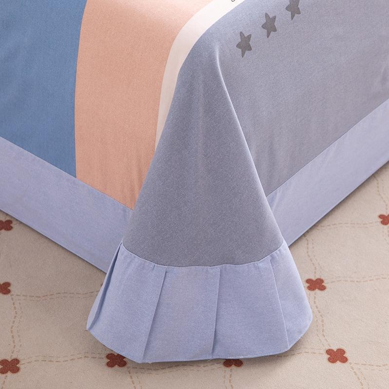 Simple Geometric Pattern Bed Sheet Set 100% Cotton Skin Friendly Flat Sheets with Pillowcase Thickened Queen Size Bedding Set
