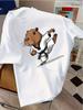 Soft Pink Unisexs Crew Neck T Shirt Taekwondo Capybara Black Belt Cartoon Print Loose Cotton Short Sleeve Sport Casual Daily Tops