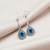 Swiss Blue Topaz Gemstone 925 Sterling Silver Jewelry Handcrafted Earrings 2.52" EE-77-8