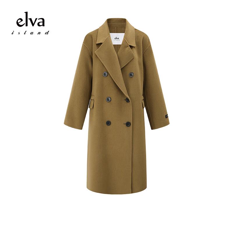 Elva's Island Women's Wool Double-faced Mid-length Coat