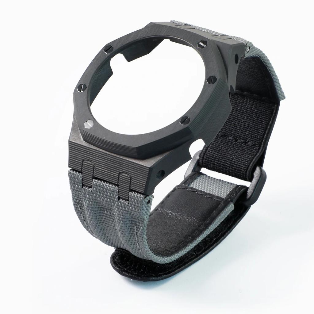 GA-2100 Carbon Fiber Case & Nylon Strap Set for Casio GA2100/2110/B2100/GM2100/GBM2100-Shock Resistant Watch Mod Kit Accessories