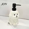 Pet Soap Dispenser 400ML Ceramic Dog with Plastic Pump, Puppy Shape Refillable Bathroom Liquid Hand Container, Empty Shower Gel Lotion Bottle