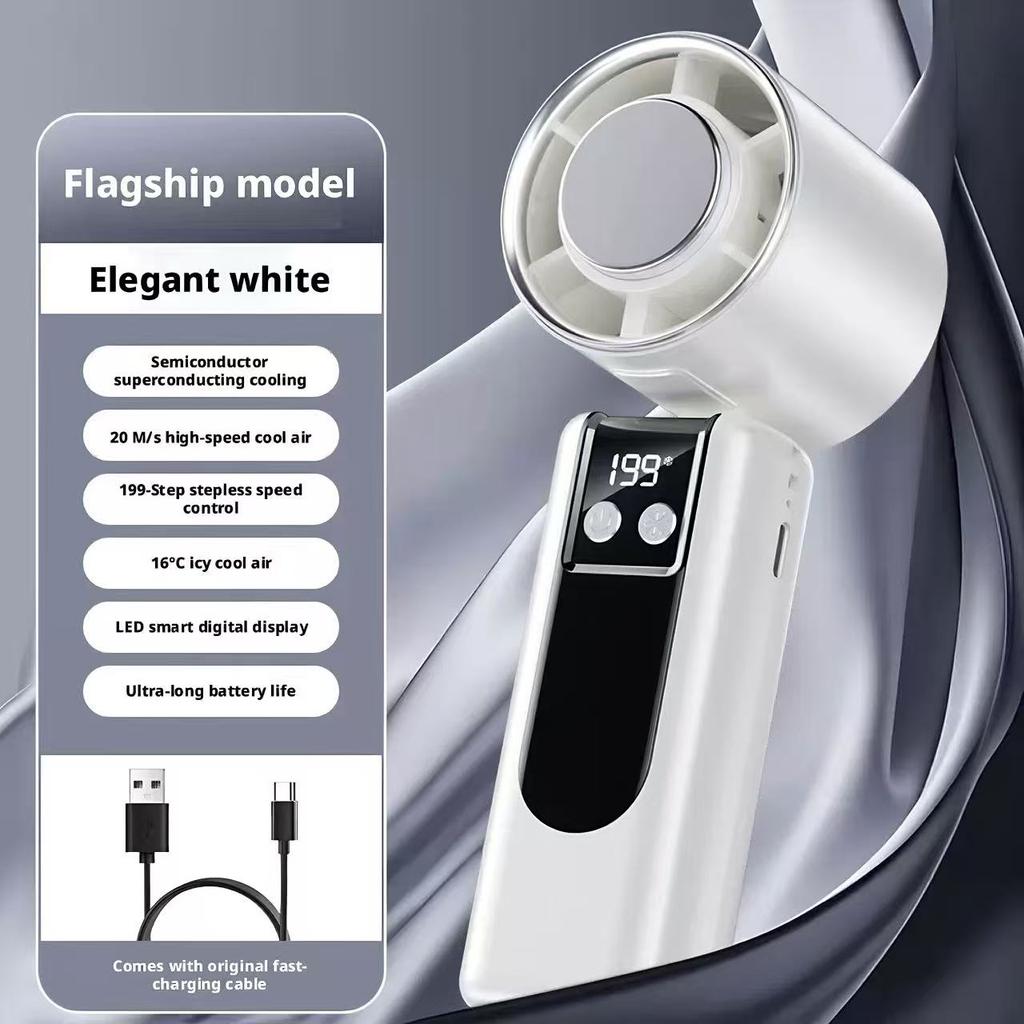 Super Speed Wind Cannon Handheld Mini Fan Portable Semiconductor Ice Compression Cooling Outdoor Mini Air Conditioner Fan