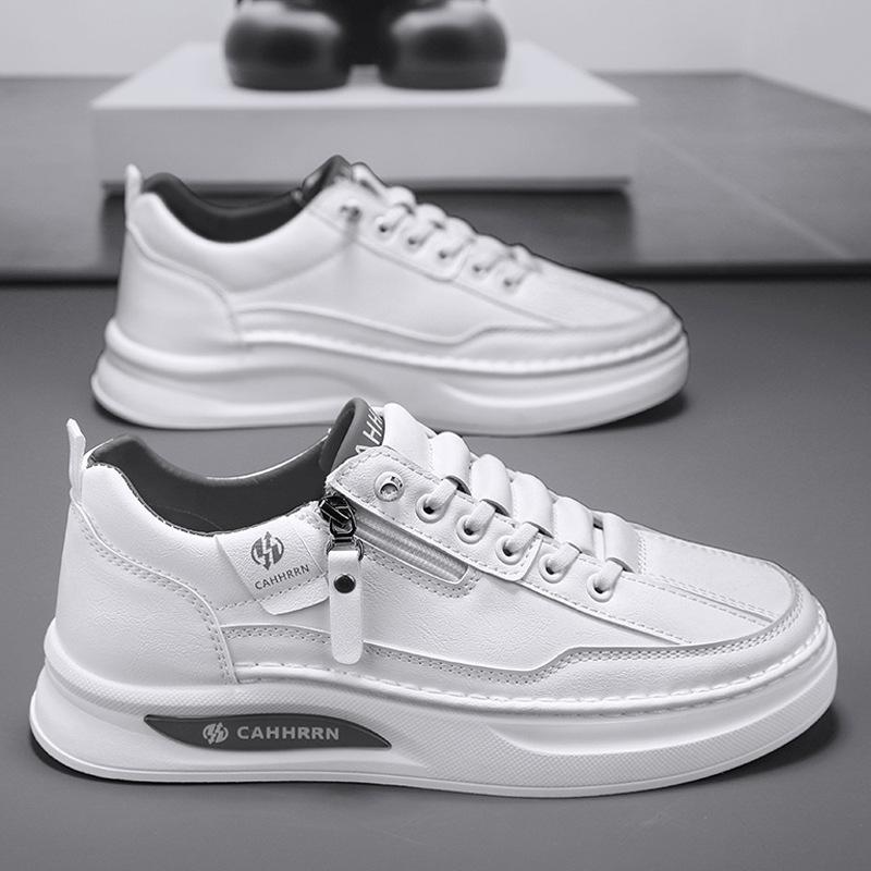 

2025 новые маленькие белые туфли мужские туфли весна-лето корейская версия повседневные туфли на платформе молодежные нескользящие спортивные кожаные модные туфли 44 белый