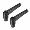 Adjustable Clamping Lever Handle M8 - Pack of 2 Pieces, Lever 57 Mm, Black Steel