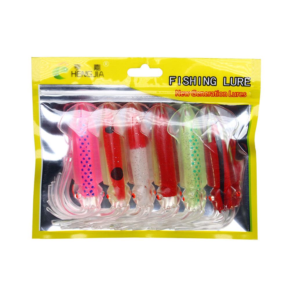 NEW 6PCS Fishing Soft Squid Lure 12CM 15CM Luminous Squid Jig Fishing Lures For Sea Fishing Wobbler Bait