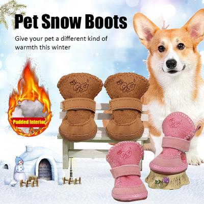 New Pet Snow Boots Cat Dog Plush Cotton Boots Soft Comfortable Washable Spring Winter Small Dog Warm Shoes Pets Products