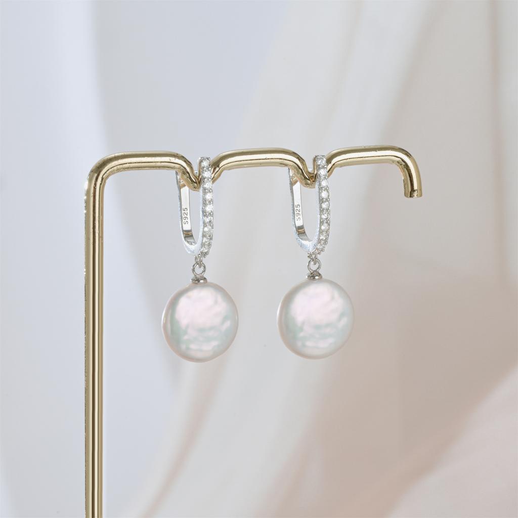 HENGSHENG 10-12mm Baroque Pearl Multiple Styles Jewelry Earrings Natural Button Shape Pearl Freshwater Pearls Jewelry For Women