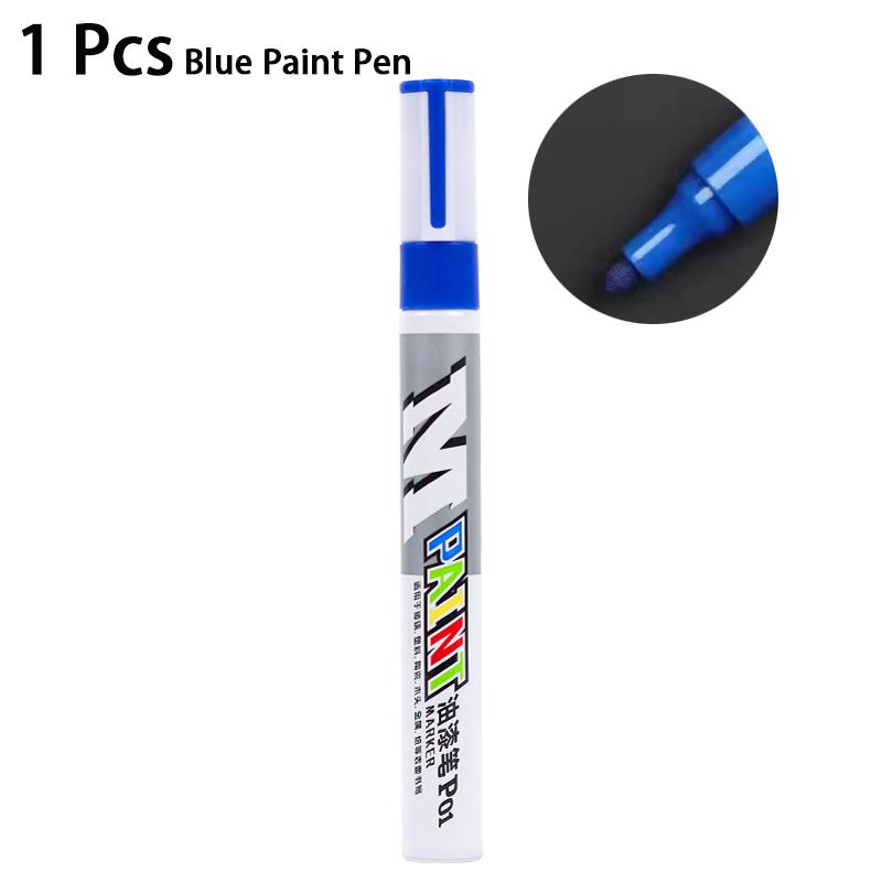 M&G 1/12 Pcs 2mm Black Blue Red White Silver Waterproof Paint Pen Oil-based Paint Car Scratch Repair Pen Auto Touch Up Paint Pen