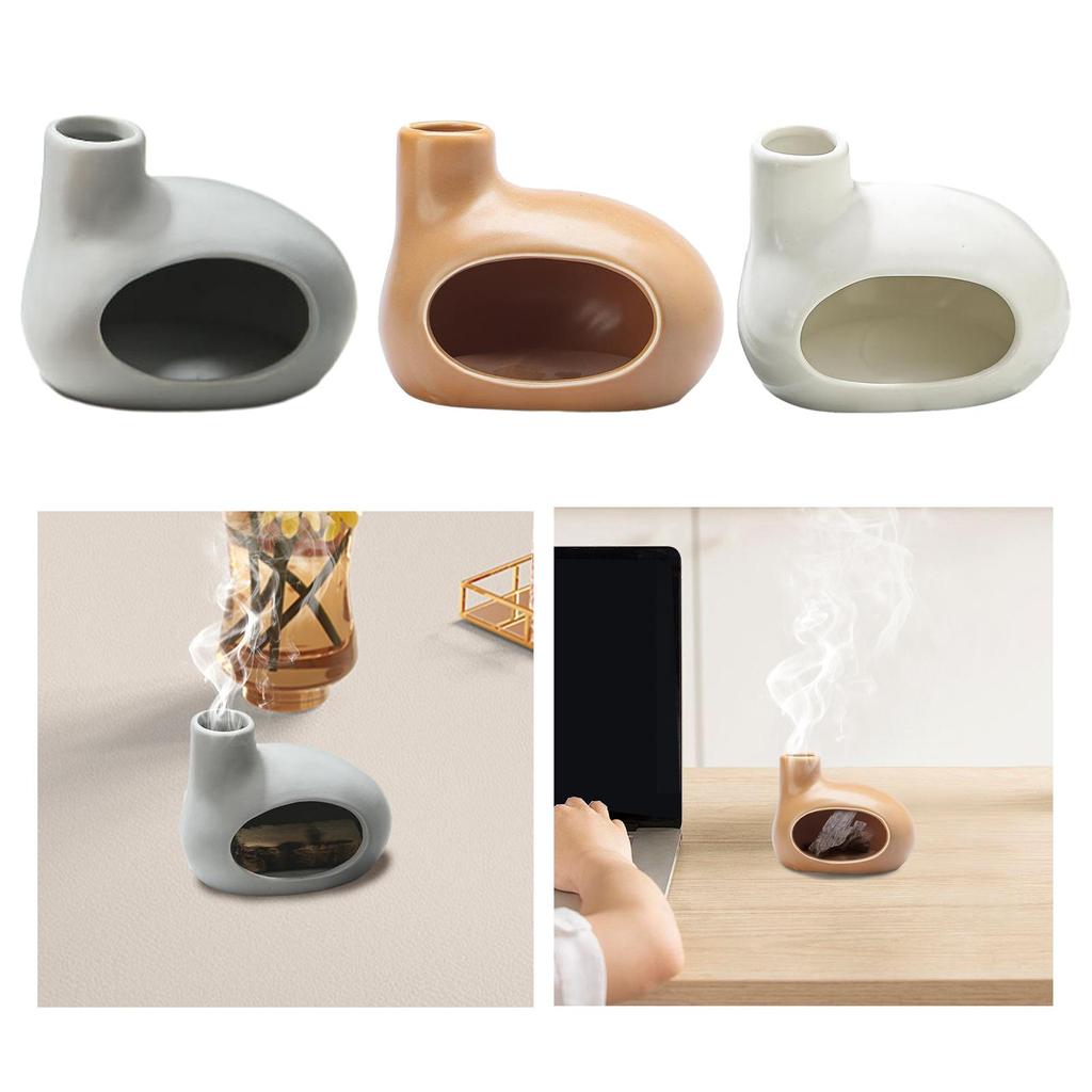Ceramic Censer Ash Catcher Gift Cone Incense Burner Palo Santo Holder for Office Dining Room Farmhouse Fireplace Living Room