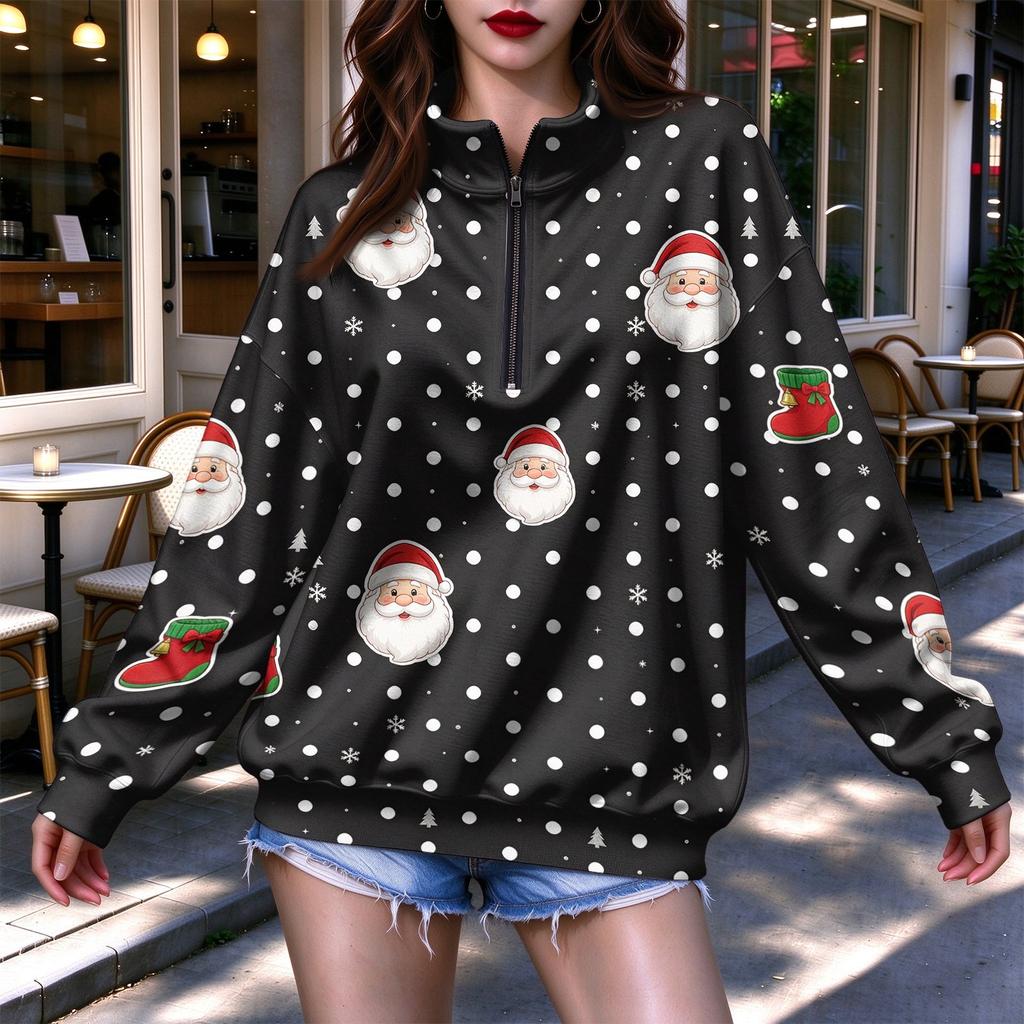 Women's Lightweight Half-Zip Sweatshirt with Print Casual Pullover for Everyday Wear